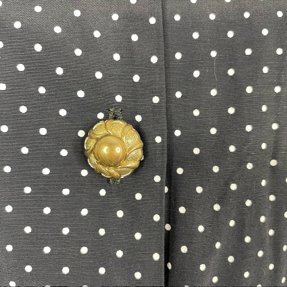 SL Fashions Vintage 80's 90's Black White Polkadot Midi Sheath Dress Rockabilly - Picture 6 of 9